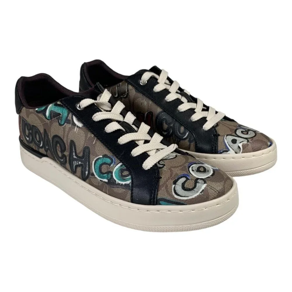 NWT Coach X Clip Mint + Serf Sneakers Sz.9 Low Top Signature Khaki Multi Canvas - Picture 3 of 16